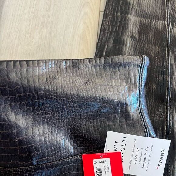 Spanx faux leather croc leggings size medium brown/black - Picture 8 of 13